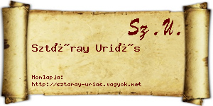 Sztáray Uriás névjegykártya